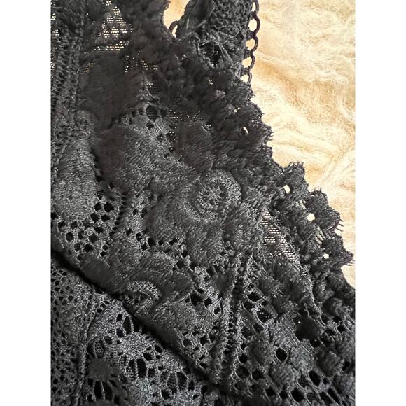 Aerie Black Lace Bralette M Adjustable Straps Lined Wireless NWT $34.95 - Picture 3 of 8
